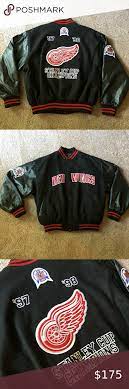 Vintage Detroit Red Wings Leather Jacket Detroit Red Wings Warm Jacket Jackets