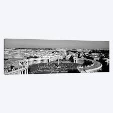 Panoramic Black And White Canvas Prints High Angle View Of A Town St Peter S Square Vatican City R Icanvas Panoramic Images Vatican City Italy Vatican City Rome