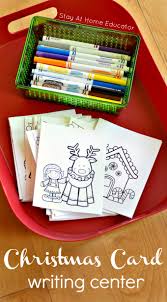 Milk and honey designs has created this lovely christmas card template in pale blue and brown. Christmas Writing Center For Preschoolers Writing Cards