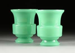 Green Opaline Glass Vases