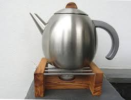 Stovchen Olivenholz Holz Edelstahl Rechaud Teewarmer Teelicht Alentejoazul Portugal Kerze Speisewarmer Warmeplatte Olivenbaum Olive Stove Electric Kettle Kettle Kitchen Appliances