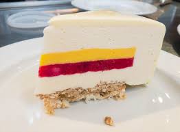 Pour the filling into the springform pan and refrigerate for at least. Tropical Entremet Mousse Cake Coconut Dacquoise Coconut Crunch Coconut Mousse Strawberry Jam Mango Cream Coconut Mousse And White Chocolate Glaze Baking