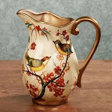 Songbird Handpainted Decorative Ceramic Pitcher Ceramic Pitcher Ceramic Decor Porcelain Decor