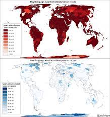 How Long Ago Was The Hottest And Coldest Year On Record Vivid Maps World Map Map Infographic Map