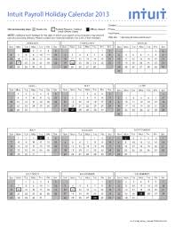 Intuit Payroll Holiday Calendar 2013 Fill Online Printable Fillable Blank Pdffiller