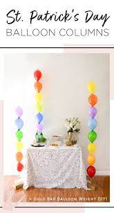 Diy Balloon Column With Rainbow Linking Balloons For St Patrick S Day Rainbow Decorations Rainbow Party Decorations Rainbow Balloons