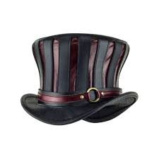 The Red Mad Hatter Leather Top Hat Leather Hats Leather