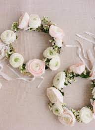Sweet Ranunculus Flower Crowns For The Flower Girls As Featured In Charlestonweddings Photo Wedding Flower Design Wedding Crown Ring Bearer Flower Girl