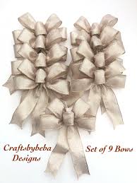 Gold Christmas Decorative Bows Set Of 9 Bow Christmas Tree Etsy Christmas Tree Bows Pink Christmas Ornaments Christmas Bows