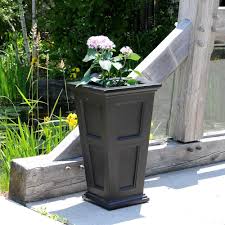 Mayne Fairfield 16 In Square Black Plastic Column Planter 5829b The Home Depot Planters Garden Planters Outdoor Decor