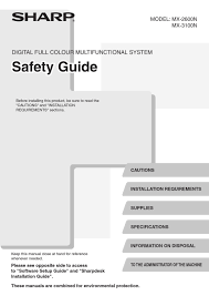 Maybe you would like to learn more about one of these? Sharp Mx 2600n Safety Manual Pdf Download Manualslib