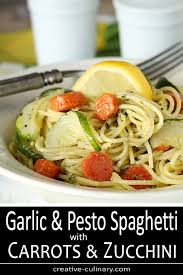 Another way to do this is by using a big spoon with holes. Garlic Pesto Pasta With Carrots Zucchini Creative Culinary
