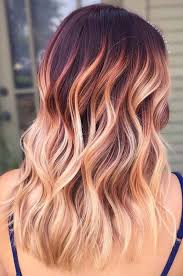 The hair highlights are popular for couple of years, but the ombre becomes more and more ombre' is one the new hair color trends lately because there are lots of different choices, you can opt the color you love!! Dark Red To Blonde Medium Length Wavy Hair Brown To Blonde Ombre Blue Straps Red Blonde Hair Ombre Hair Blonde Hair Styles