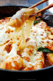Seafood Cheese Tteokbokki Spicy Rice Cake Korean Bapsang Healthy Recipes Tteokbokki Recipe Asian Noodle Recipes