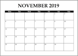 November 2019 Weekly Planner Monthly Planner Weekly Planner Printable Blank Calendar Template