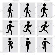 Walking And Running People Icons People Icon Human Icon Walking Animation