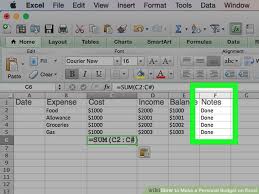 How To Make A Personal Budget On Excel With Pictures Wikihow