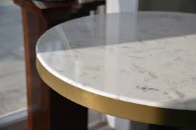 Marble table tops are available in an array of beautiful natural colors, and tables can be designed to wine, coffee, cola, and many household cleaners can stain or dull the finish of a marble table top. Bespoke Faux Marble Table Tops With Metal Banding Just Contract Furniture Ltd