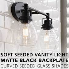 Soft Seeded Vanity Light 2 Light Vanity Lighting Bathroom Light Fixtures Black Bathroom