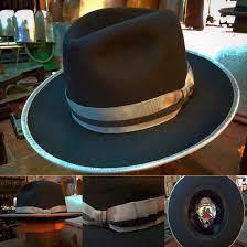 100 Furfelt Fedora 2 Tone Grey And Black Ribbon With A Triple Back Bow And A Color Match Grey Brim Binding Al Hats For Men Mens Dress Hats Mens Western Wear