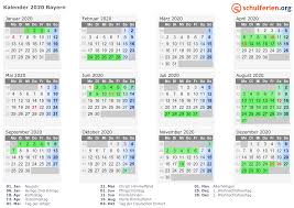 Eine detailierte übersicht der schulferien gibt es hier. Kalender 2020 Ferien Bayern Feiertage