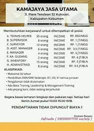 Kamajaya tri laksana didirikan pada tahun 1997, merupakan perusahaan yang bergerak dibidang distribusi suku cadang kendaraan bermotor, khususnya aki merek yuasa. Kamajaya Jasa Utama Home Facebook