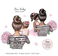 Mothers Day Clipart Mother Daughter Clipart Mother Of Girl Etsy In 2020 Kids Clipart Family Clipart Clip Art
