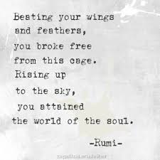 Beating Your Wings And Feathers You Broke Free From This Cage Rising Up To The Sky You Attained The World Of The Soul Rumi Words Quotes Words Of Wisdom