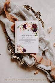 Bohemian Wedding Invitation Suite Boho Wedding Invite Boho Chic Wedding Invitation Invitation Suite Spring Summer Floral Marsala Chic Wedding Invitations Marsala Wedding Invitation Wedding Invitation Suite