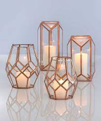 Add An Extra Special Touch To Decor With This Charming Lantern That Features Sleek Angles And A Blush Grey Copper Rose Gold Centerpiece Living Room Accessories