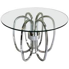 Mid Century Modern Chrome And Glass Sculptural Round Side Accent Table 1970s Midcentury Modern Modern Glass Chrome