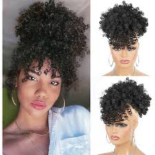 G&T Wig Curly Bangs for Black Women Short Afro Curly Bangs Clip in  Bangs(1B,single bangs) : Amazon.sg: Beauty
