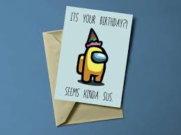 Among Us Birthday Card Customisable Among Us Inspired Card Etsy Birthday Cards For Friends Birthday Cards Birthday Cards Diy