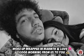 Slow mornings, full hearts 💖☕ Just us, the blanket, and a little peace.  Sending you all some cozy love today. ✨ #GoodMorningVibes ☀️ #CozyLove 💑  #SelenaAndBenny 💖