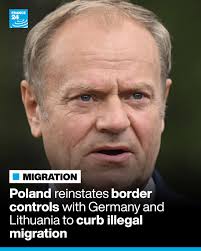 🇵🇱 Poland temporarily reintroduced border controls with Germany and  Lithuania at midnight Sunday, saying they are needed to control "illegal  immigration". The issue was central to June's presidential election, where  nationalist Karol