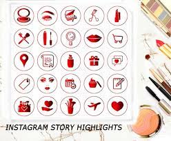 Each cover size is 1080 x 1920 pixels. Red Makeup Artist Instagram Highlights Covers Red Makeup Etsy