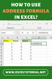 How To Use Address Formula In Excel Excel Shortcuts Excel Tutorials Excel Shortcuts Cheat Sheets