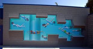 Well, how about your 'sky' coming a foot or so down your upper walls? 21 Swimming Pool Wall Mural Ideas Intheswim Pool Blog