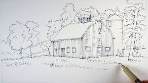 Practice sketches for environmental drawings using the book 'drawing scenery: Line And Wash Lesson Landscape