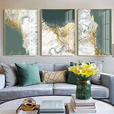Nordic Creative Green Gold Foil Wall Art Canvas Poster Cuadro Modern Abstract Painting Print Wall Pictures For Living Room Decor In 2021 Abstract Art Decor Green Wall Art Canvas Art Wall Decor