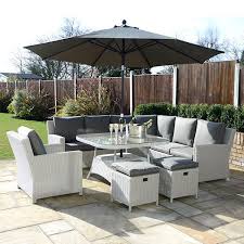 Henley Curved Corner Dining Set Pebble Rattan Outside Edge Metal Garden Furniture Corner Dining Set Outdoor Furniture Sets Dining Stools