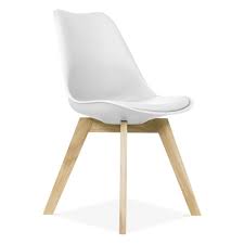 Soft Pad Dining Chair With Solid Oak Crossed Wood Legs White In 2020 White Dining Chairs Cream Dining Chairs Dining Chairs Buy