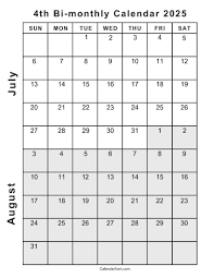Free Printable July August 2025 Calendar | Calendarkart