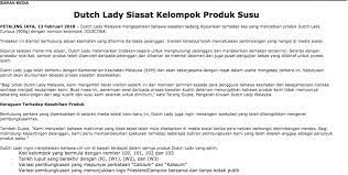 Proses rekomendasi izin pengeluara produk asal. Produk Susu Dutch Lady Selamat Atau Tidak Furby Moms