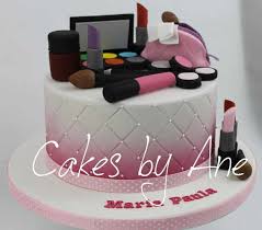 This awesome makeup themed cake was created for a sweet 16 birthday party. Cakes By Ane