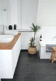 Giant Gray Rest Room Ground Tiles Although That Is Darkish And Wo Floortile Grey Flooring Grey Bathroom Floor Gray Tile Bathroom Floor