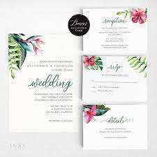 Tropical Wedding Invitation Template Tropical Wedding Etsy Printable Wedding Invitations Wedding Invitation Templates Tropical Wedding Invitations
