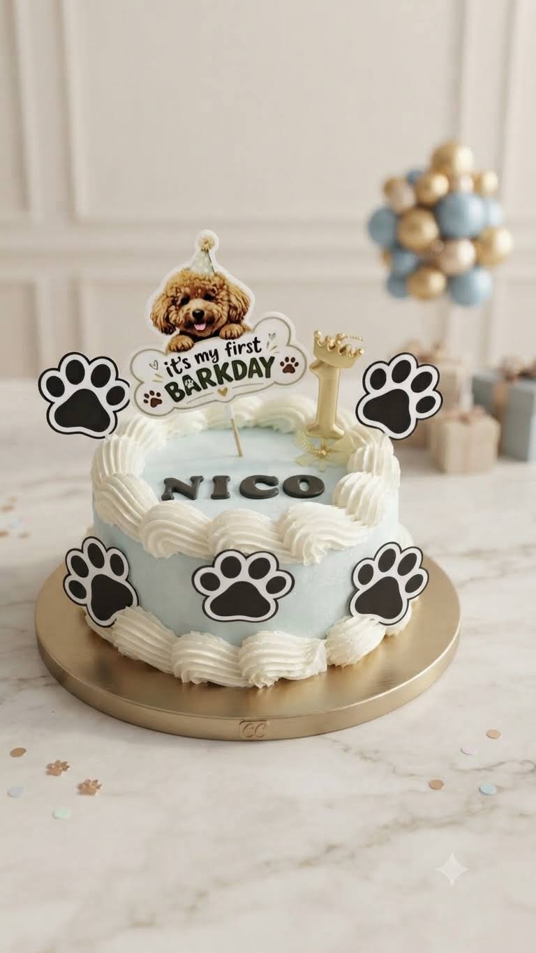 customized paw and dog picture cake product image
