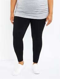 Plus Size Mid Belly Fleece Maternity Leggings