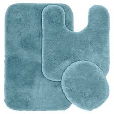This set of bathroom rugs includes the contour toilet rug, toilet seat cover and last but not least, the three other bath rugs. 3pc Finest Luxury Ultra Plush Washable Nylon Bath Rug Set Blue Garland Target
